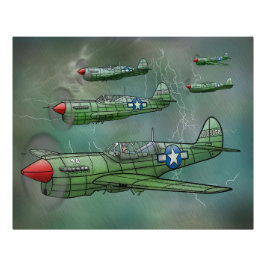 P-40 Warhawks Vliegen in een Stormen Poster