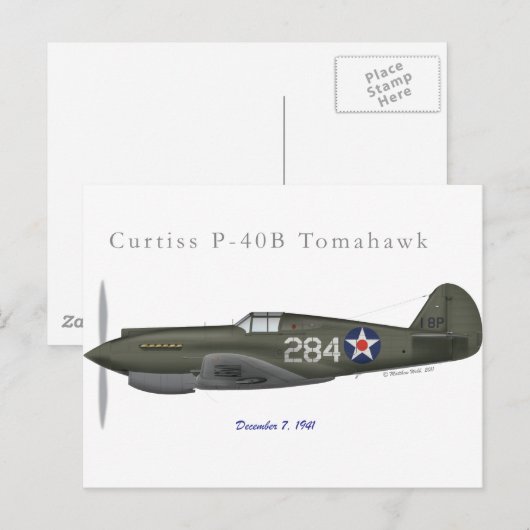 P-40B Defense of Pearl Harbor Briefkaart (Voorkant / Achterkant)