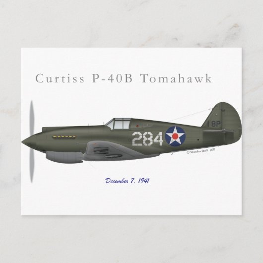 P-40B Defense of Pearl Harbor Briefkaart (Voorkant)