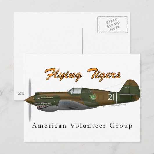 P-40B vliegende trekkers Briefkaart (Voorkant / Achterkant)