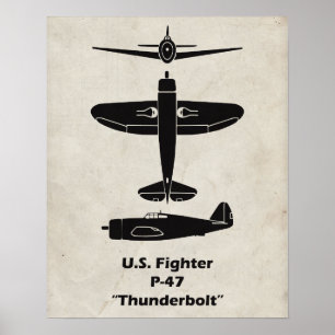 P-47 Poster en decor van schroefvliegtuig