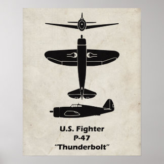 P-47 Poster en decor van schroefvliegtuig