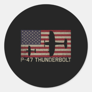 P-47 Thunderbolt WW2 gevechtsvliegtuig USA Patriot Ronde Sticker