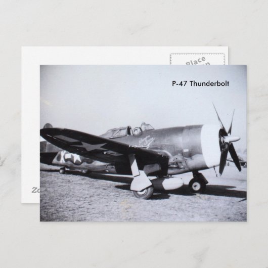 P-47 THUNDERBOLT WWII | VLIEGTUIG BRIEFKAART (Voorkant / Achterkant)
