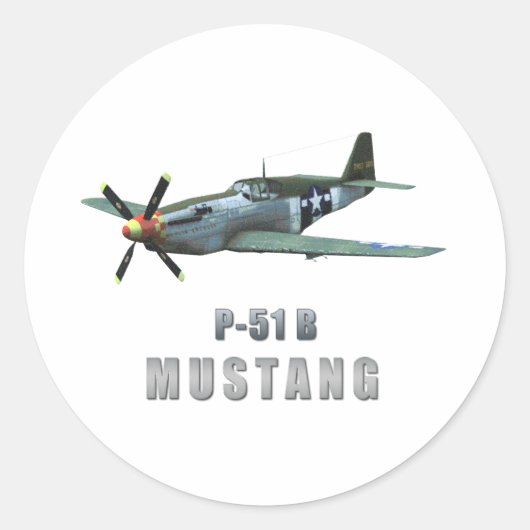 P-51 B Mustang Ronde Sticker (Voorkant)