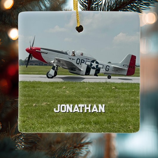 P-51 Mustang Airplane Photo Pilot Personalized  Keramisch Ornament