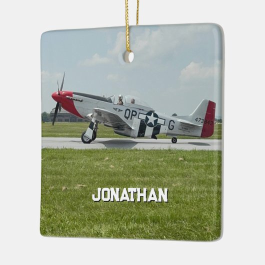 P-51 Mustang Airplane Photo Pilot Personalized  Keramisch Ornament (Links)