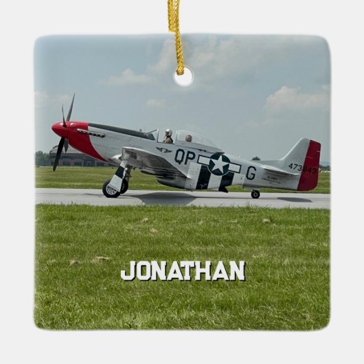 P-51 Mustang Airplane Photo Pilot Personalized  Keramisch Ornament (Voorkant)