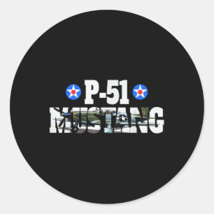 P-51 Mustang Amerikaans WW2 gevechtsvliegtuig P-51 Ronde Sticker
