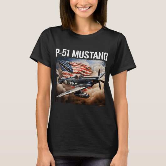 P-51 Mustang Amerikaans WW2 gevechtsvliegtuig P-51 T-shirt (Voorkant)