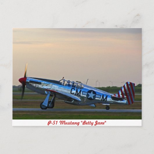 P-51 Mustang Betty Jane Briefkaart (Voorkant)