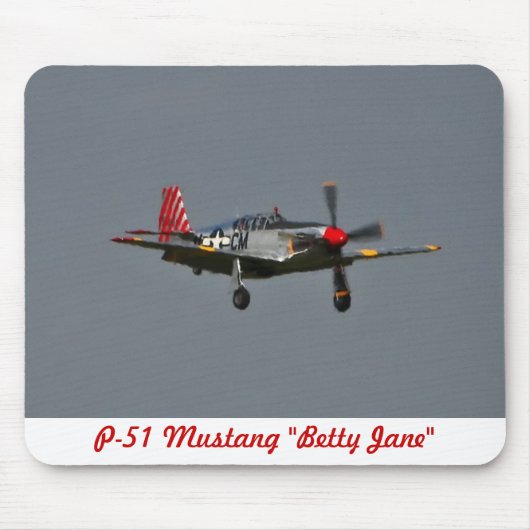 P-51 Mustang Betty Jane Mousepad Muismat (Voorkant)