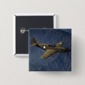 P-51 Mustang in Flight, 1942 Vierkante Button 5,1 Cm (Voorkant /achterkant)