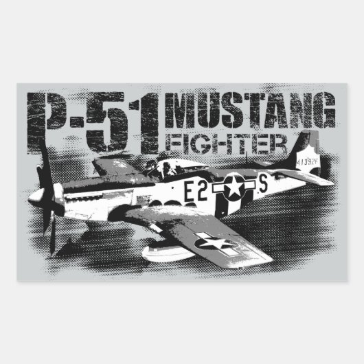 P-51 Mustang Rechthoek Stickers (Voorkant)
