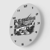 P-51 Mustang Round (Large) Wall Clock Grote Klok (Hoek)