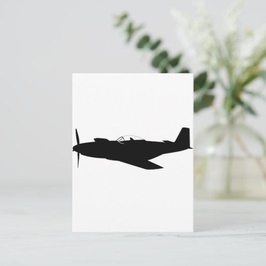 P-51 Mustang Silhouette Briefkaart (Staand voorkant)