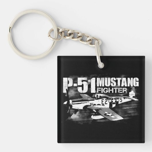 P-51 Mustang Square (dubbelzijdige) Sleutelhanger (Voorkant)