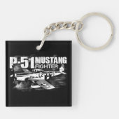 P-51 Mustang Square (dubbelzijdige) Sleutelhanger (Achterkant)