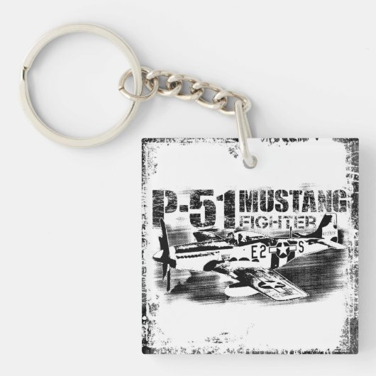 P-51 Mustang Square (dubbelzijdige) Sleutelhanger (Voorkant)