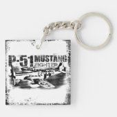 P-51 Mustang Square (dubbelzijdige) Sleutelhanger (Achterkant)