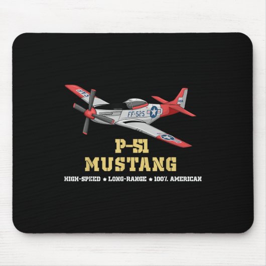 P-51 Mustang Tweede Wereldoorlog bommenwerper Muismat (Voorkant)