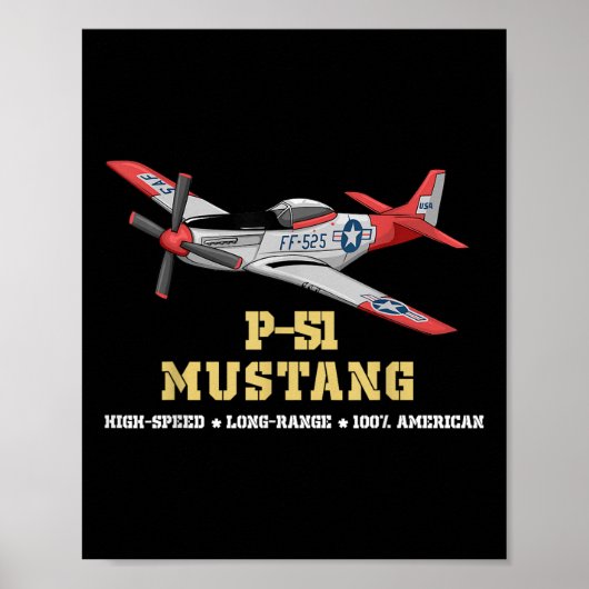 P-51 Mustang Tweede Wereldoorlog bommenwerper Poster (Voorkant)