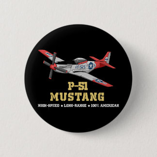 P-51 Mustang Tweede Wereldoorlog bommenwerper Ronde Button 5,7 Cm