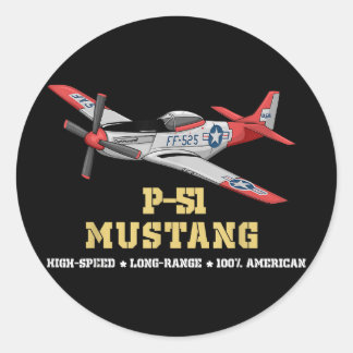 P-51 Mustang Tweede Wereldoorlog bommenwerper Ronde Sticker