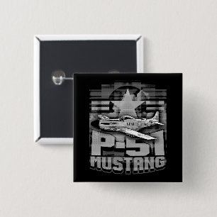 P-51 Mustang Vierkante Button 5,1 Cm