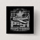 P-51 Mustang Vierkante Button 5,1 Cm (Voorkant)