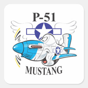 p-51 mustang vierkante sticker