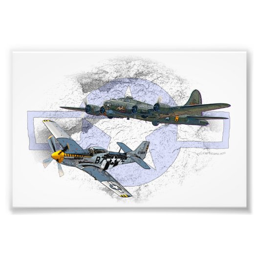 P-51 Mustang-vliegescorte Foto Afdruk (Voorkant)