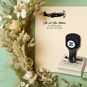 P-51 Mustang Vliegtuig Cool Piloot Pret Aviatie Rubberstempel