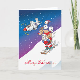 P-51 mustang, vrolijke kerstkaart, bewerkbare teks feestdagen kaart