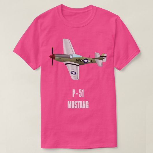 P-51 MUSTANG WORLD WAR II MILITARY AIRPLANE SHIRT (Design voorkant)