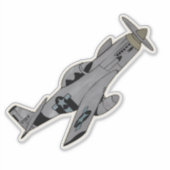 P-51 Mustang, WW2 Fighter Vliegtuig Sticker (Voorkant)