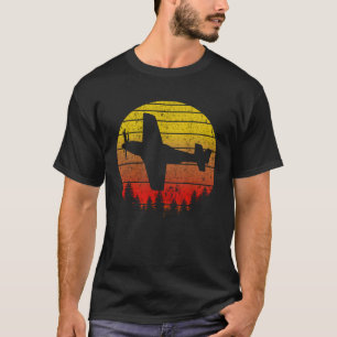 P 51 Mustang WWII Vliegtuig Sunrise  Retro T-shirt