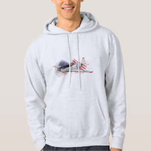 P-51 Mustang WWWII-vliegtuig met vlag Hoodie