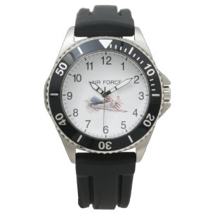P-51 Mustang WWWII-vliegtuig met vlag Horloge