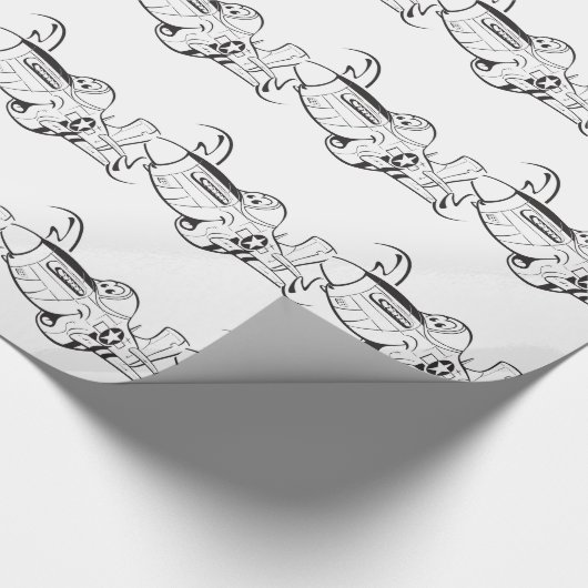 P-51 MUSTANG zwart-wit Cadeaupapier (Hoek)