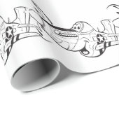 P-51 MUSTANG zwart-wit Cadeaupapier (Rol Hoek)