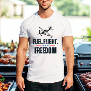 P-51 Vintage Vliegtuig Militair Brandstof Vlucht V T-shirt