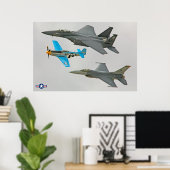 P-51D, F-16C en F-15E Poster (Thuiskantoor)