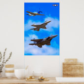 P-51D, F-16C en F-15E Poster (Keuken)