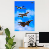 P-51D, F-16C en F-15E Poster (Thuiskantoor)