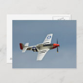 P-51D Mustang Fighter met D-Day-markeringen Briefkaart (Voorkant / Achterkant)