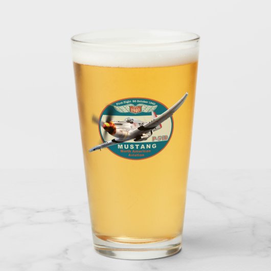 "P-51D Mustang" Glas (Voorkant gevuld)