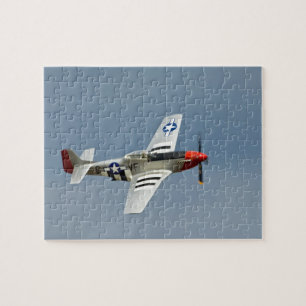 P-51D Mustang jachtvliegtuig met D-Day markeringen Legpuzzel