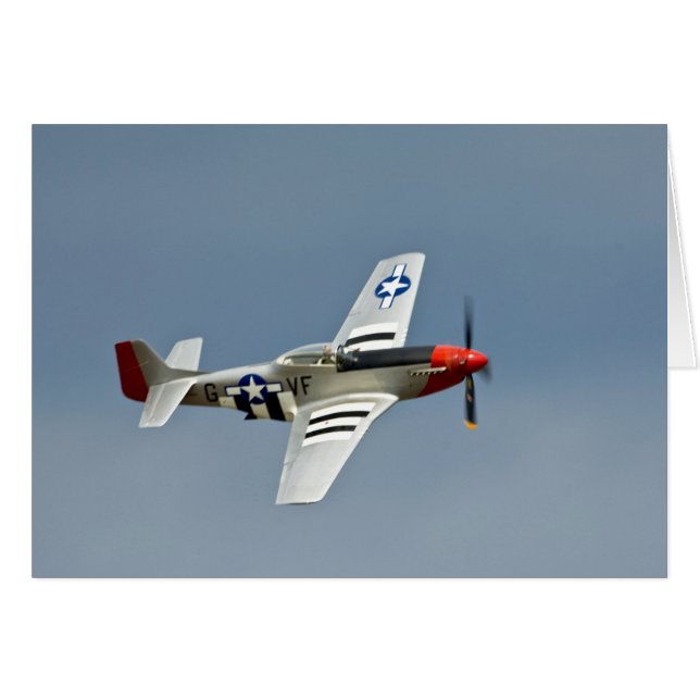 P-51D Mustang jager met D-Day markeringen vliegend (Voorkant Horizontaal)