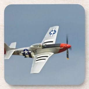 P-51D Mustang jager met D-Day markeringen vliegend Drankjes Onderzetter